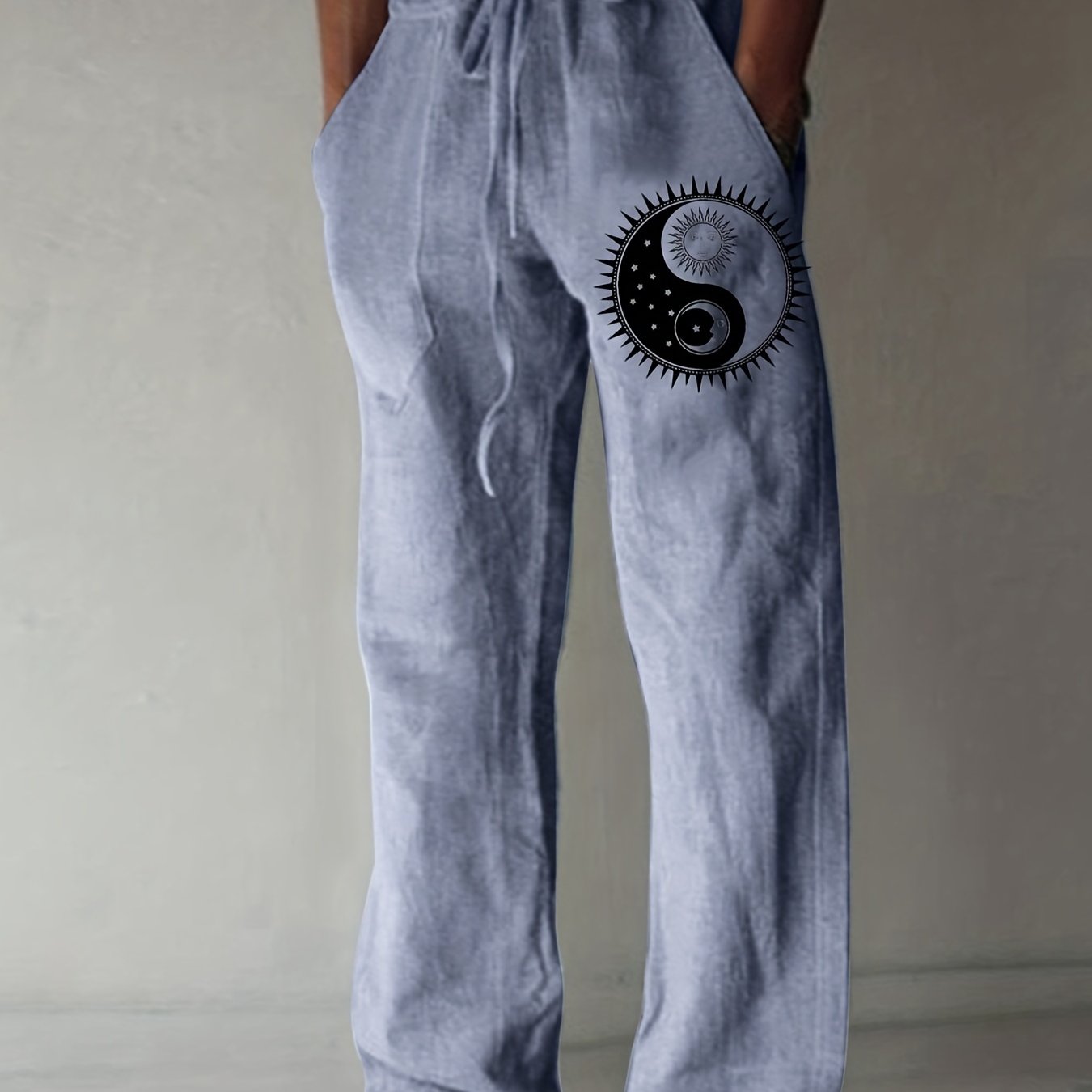 Men's Yin Yang Casual Cotton Pants - Cosmic Serenity Shop