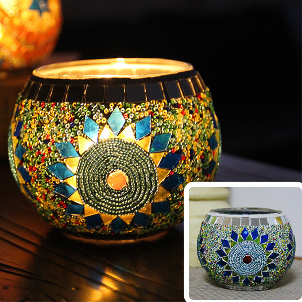 Mosaic Glass Candle Holder, Cosmic Serenity Shop