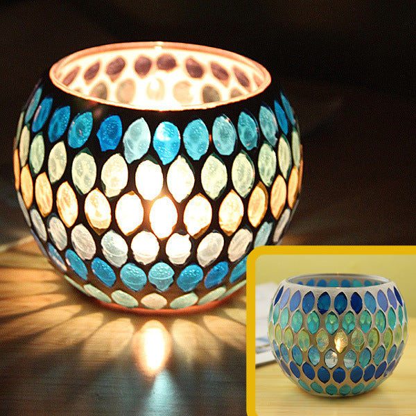 Mosaic Glass Candle Holder, Cosmic Serenity Shop