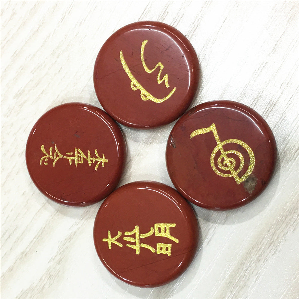 Four Reiki Symbols Natural Crystal Stone Discs