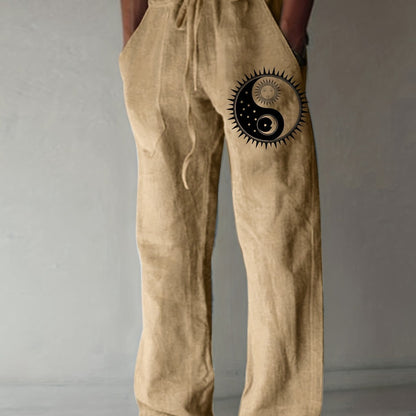 Men's Yin Yang Casual Cotton Pants - Cosmic Serenity Shop