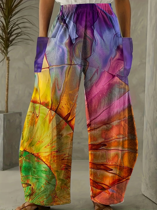 Women's Casual Loose Wide Leg Pants With Dual Pockets - Cosmic Serenity Shop