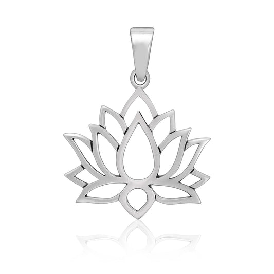 925 Sterling Silver Sacred Lotus Flower Pendant - CosmicSerenityShop