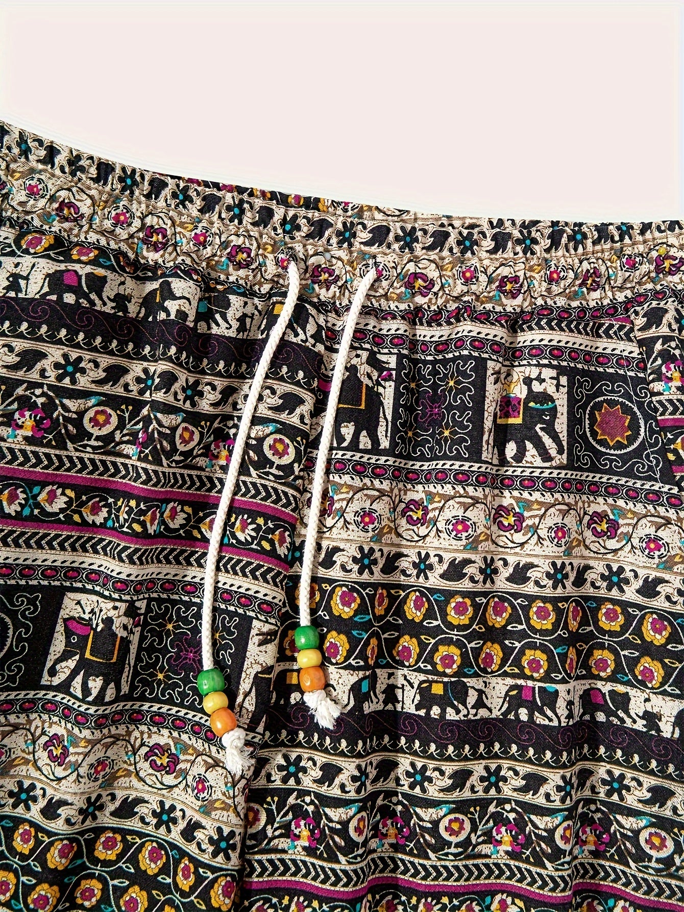 100% Cotton Mens Ethnic Print Pants, Relaxed Fit - Cosmic Serenity Shop