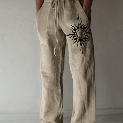Men's Nautical Graphic Drawstring Cotton Pants - Cosmic Serenity Shop