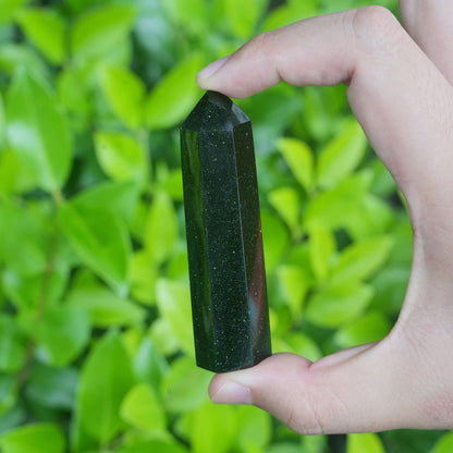 Green Goldstone Crystal Tower - Cosmic Serenity Shop