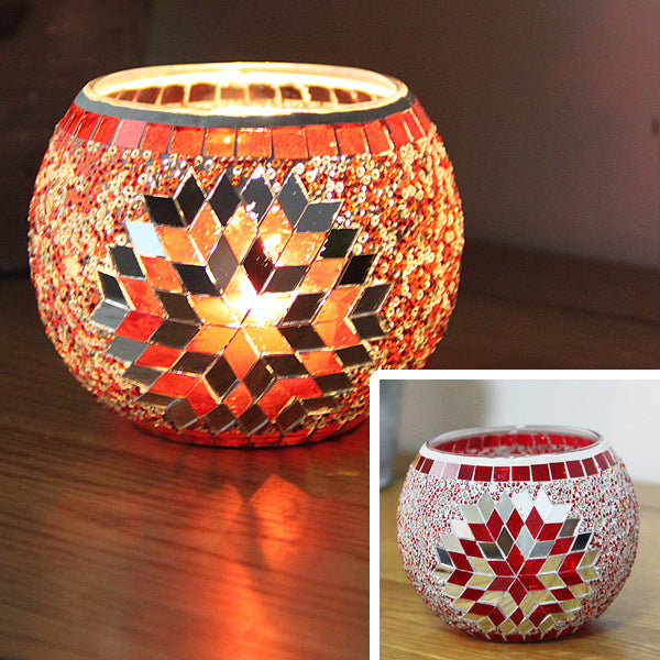 Mosaic Glass Candle Holder, Cosmic Serenity Shop