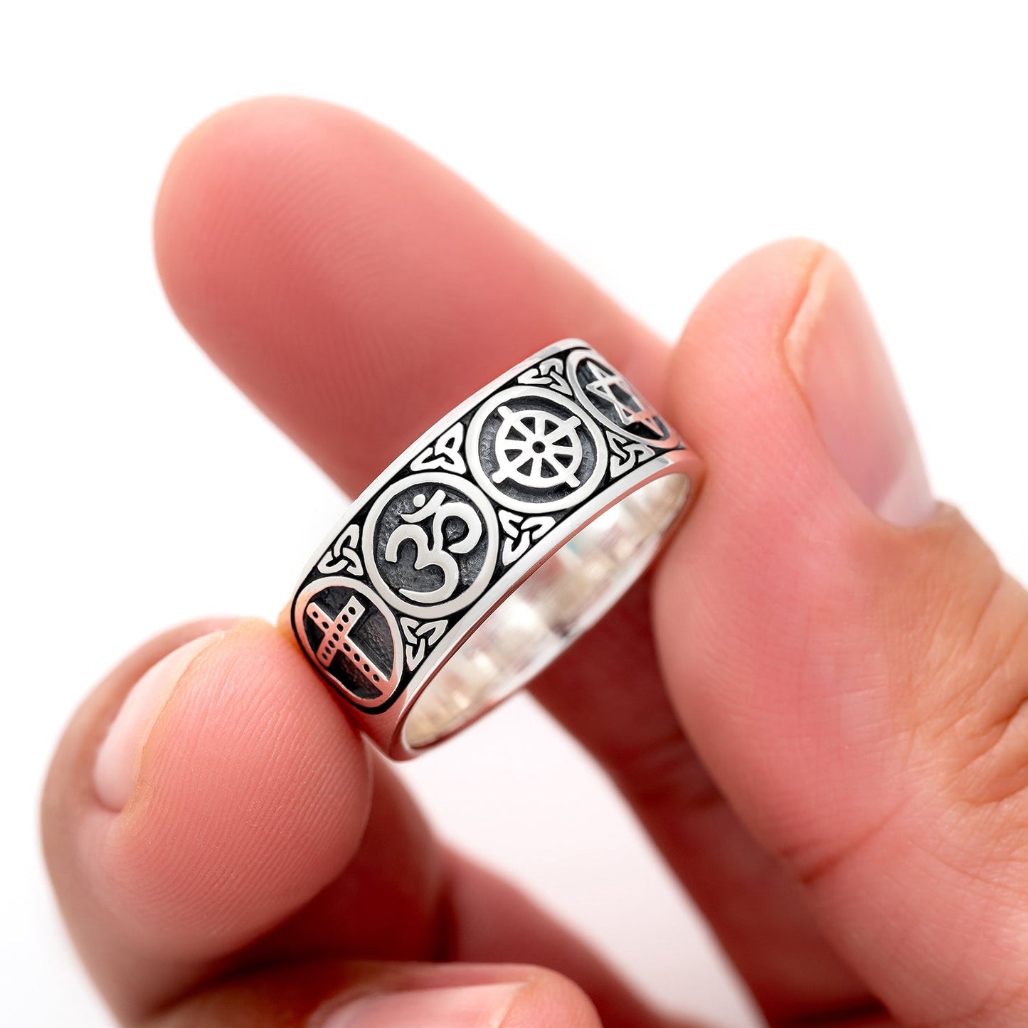 925 Sterling Silver Sacred Symbols Ring - CosmicSerenityShop.com