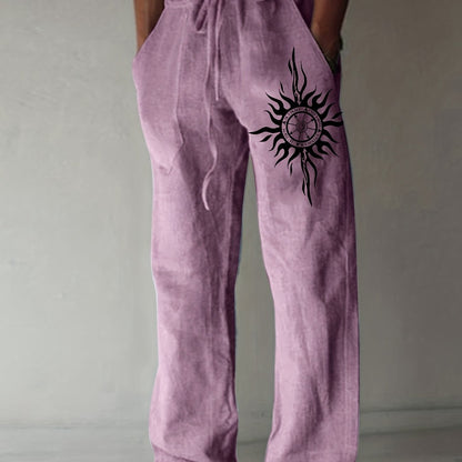 Men's Nautical Graphic Drawstring Cotton Pants - Cosmic Serenity Shop