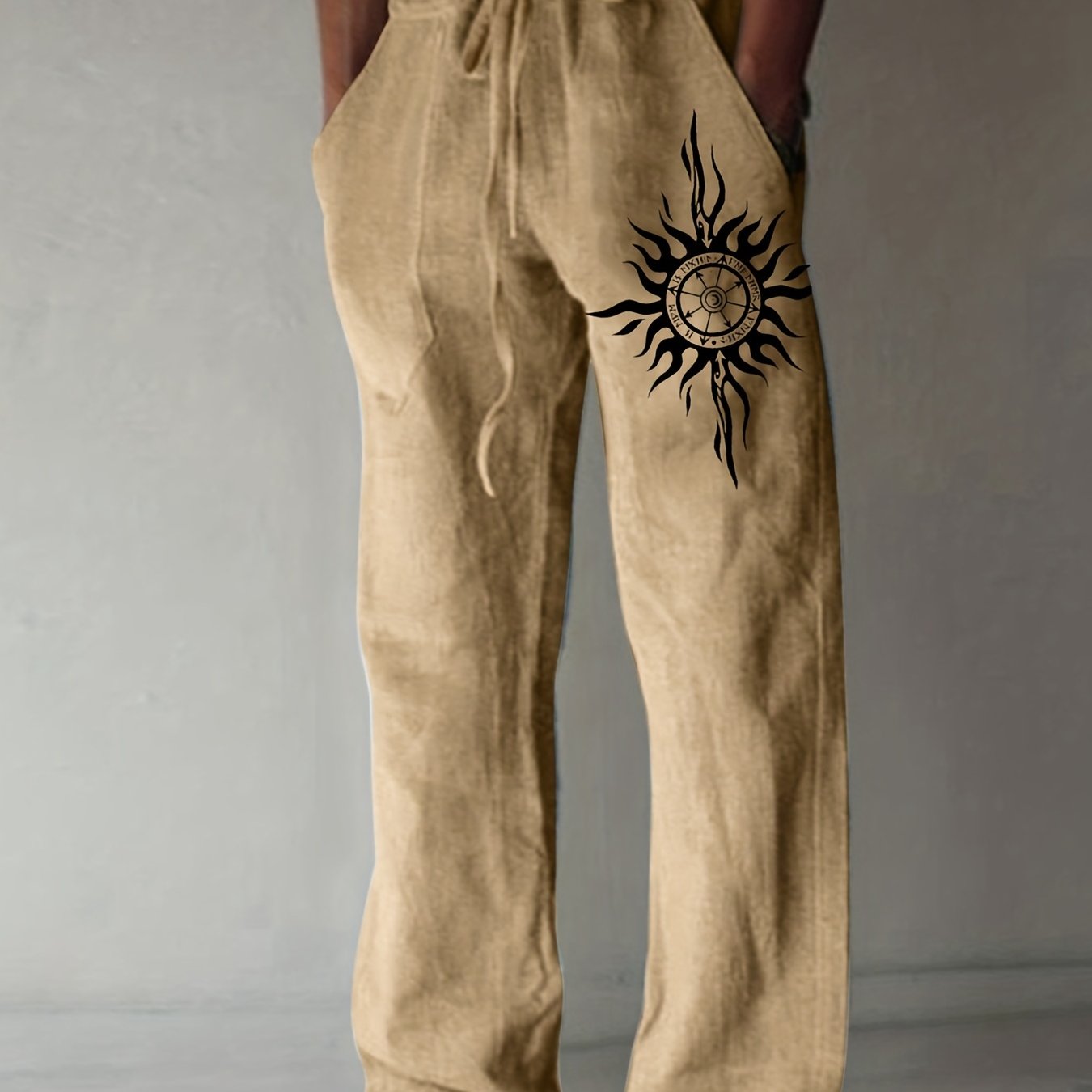 Men's Nautical Graphic Drawstring Cotton Pants - Cosmic Serenity Shop