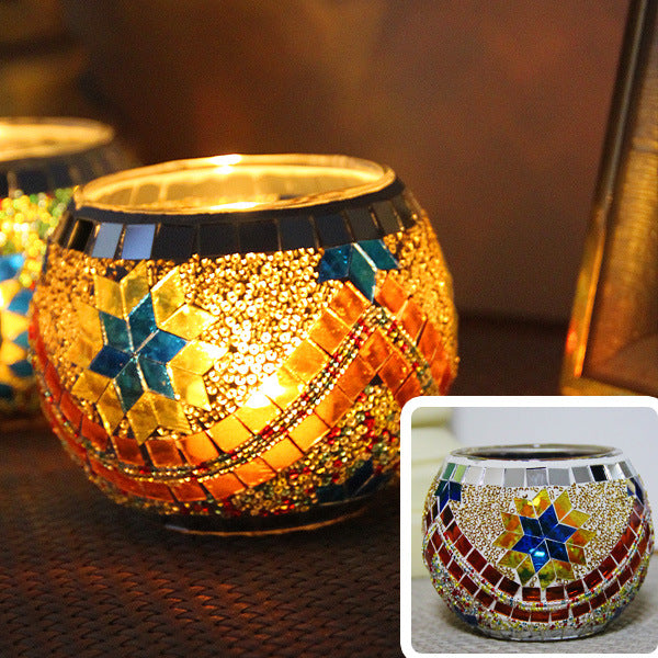 Mosaic Glass Candle Holder, Cosmic Serenity Shop