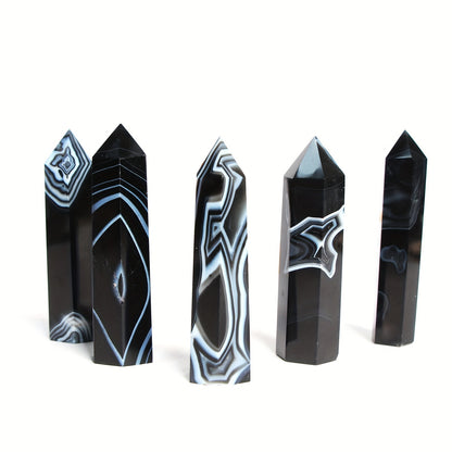 Natural Black Sardonyx Stone Tower Pillar