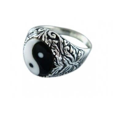 925 Sterling Silver Ornate Yin Yang Ring - CosmicSerenityShop.com