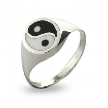 925 Sterling Silver Me'ns Round Yin Yang Ring - CosmicSerenityShop.com