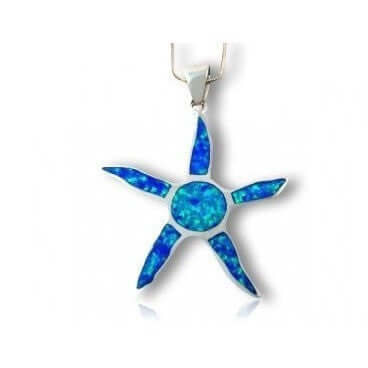 925 Sterling Silver Blue Opal "Sunny" Starfish Pendant - CosmicSerenityShop.com
