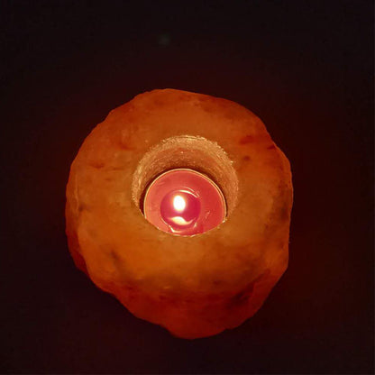 Himalayan Rose Salt Lamp Candle Holder, Cosmic Serenity Shop