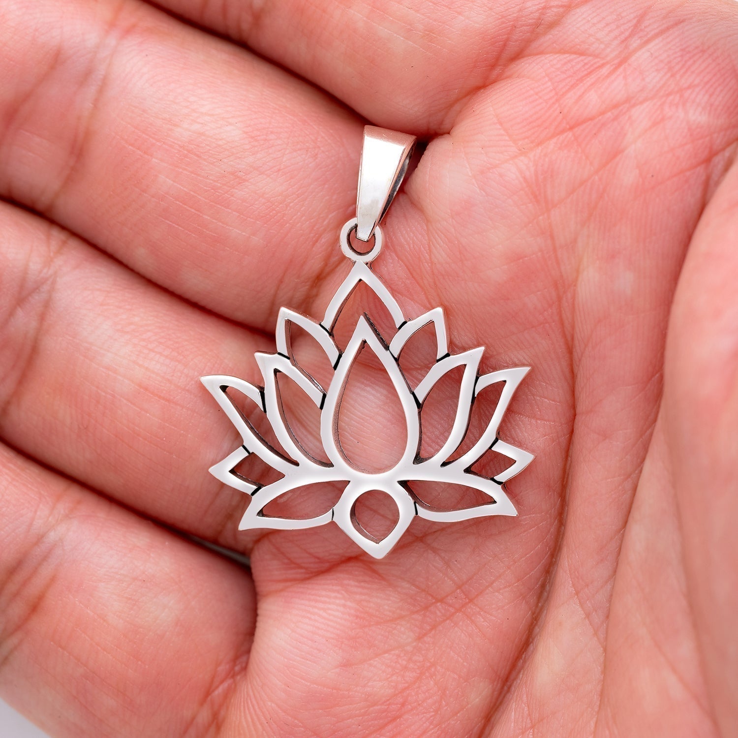 925 Sterling Silver Sacred Lotus Flower Pendant - CosmicSerenityShop