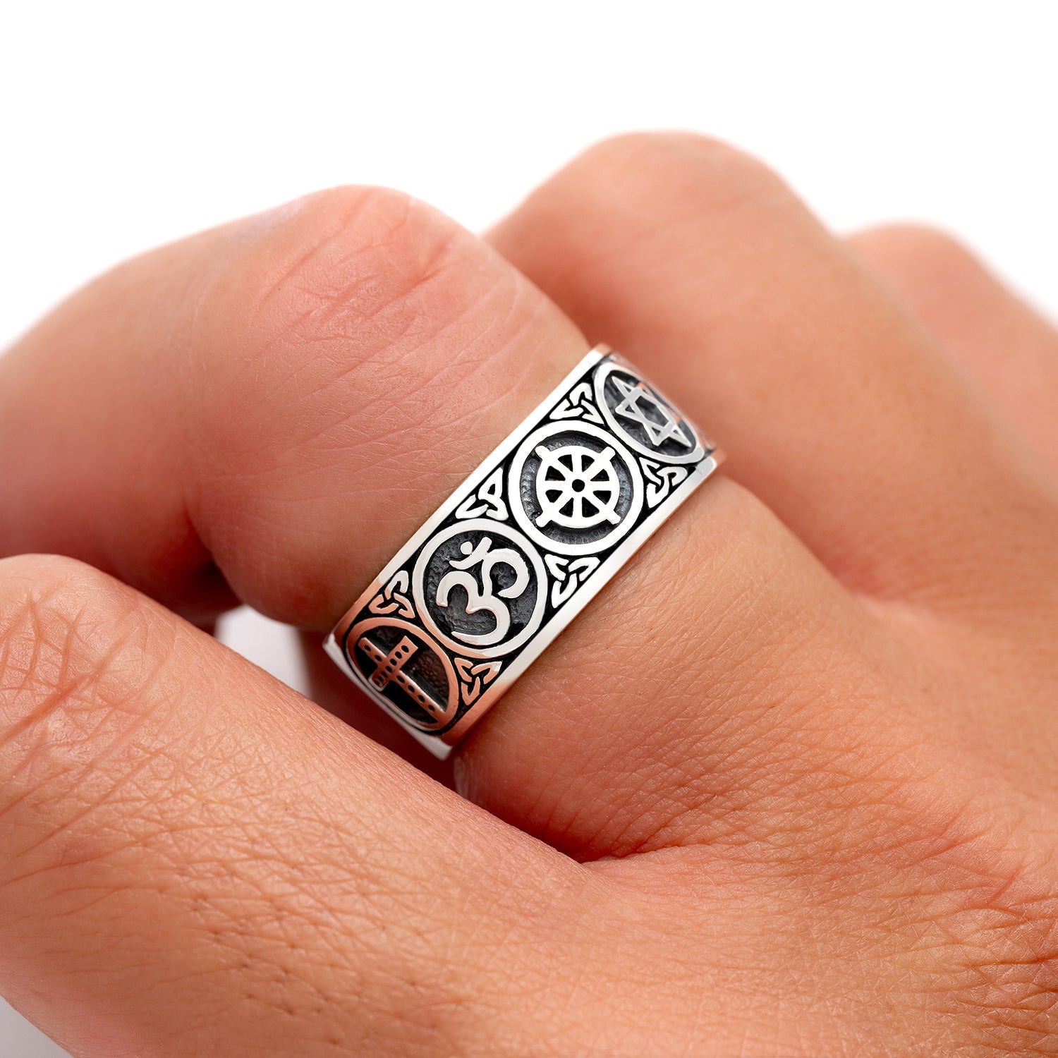 925 Sterling Silver Sacred Symbols Ring - CosmicSerenityShop.com