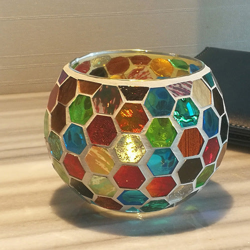 Mosaic Glass Candle Holder, Cosmic Serenity Shop