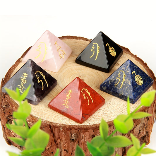 Natural Stone Reiki Symbols Pyramid - Cosmic Serenity Shop