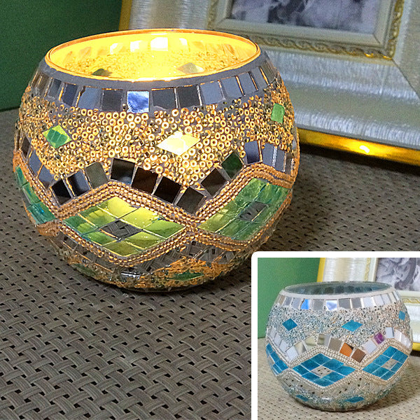 Mosaic Glass Candle Holder, Cosmic Serenity Shop