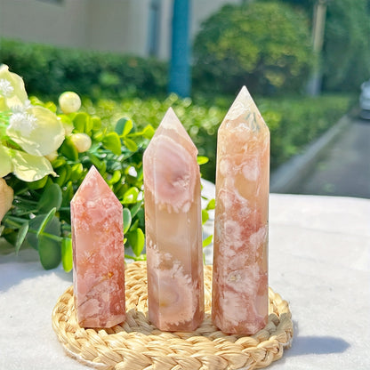 Natural Cherry Blossom Agate Crystal Tower