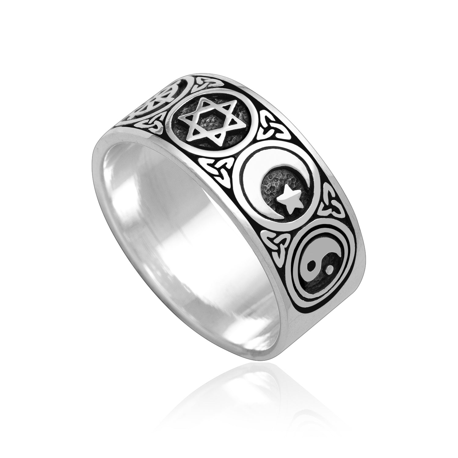 925 Sterling Silver Sacred Symbols Ring - CosmicSerenityShop.com