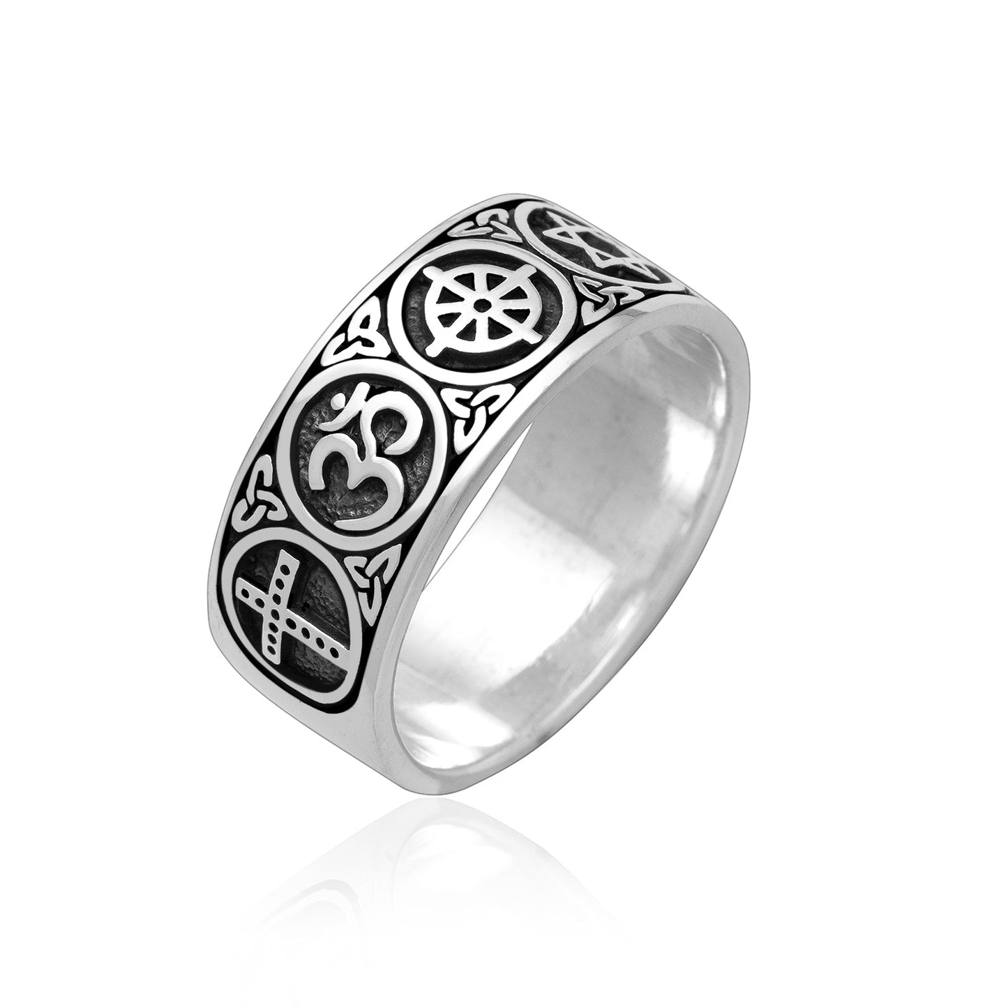925 Sterling Silver Sacred Symbols Ring - CosmicSerenityShop.com