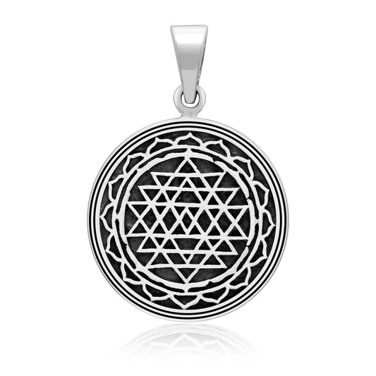 925 Sterling Silver Sri Yantra Pendant - CosmicSerenityShop