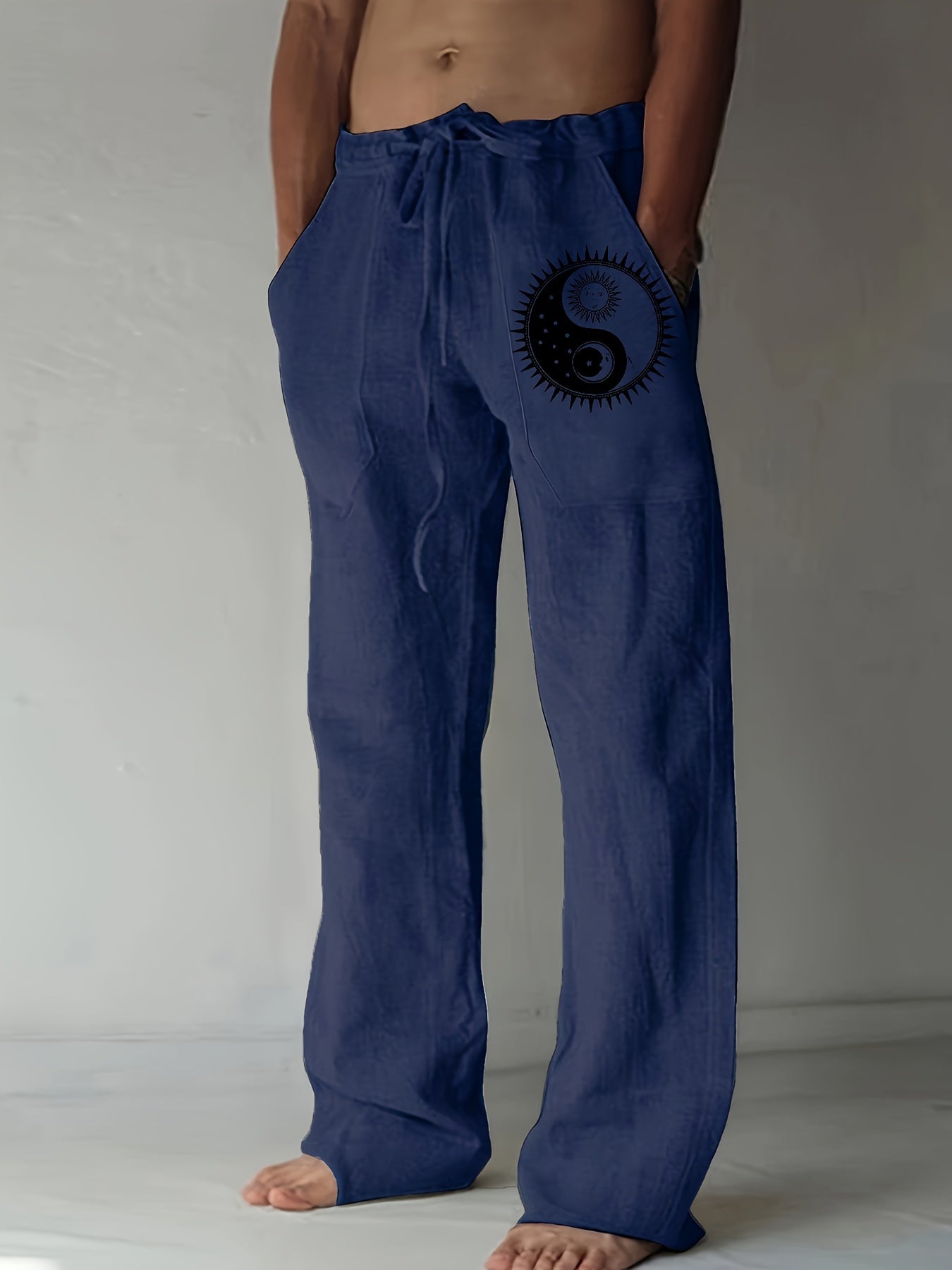 Men's Yin Yang Casual Cotton Pants - Cosmic Serenity Shop