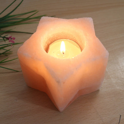 Himalayan Rose Salt Lamp Candle Holder, Cosmic Serenity Shop