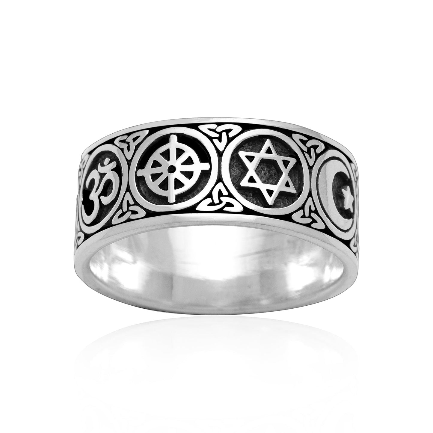 925 Sterling Silver Sacred Symbols Ring - CosmicSerenityShop.com