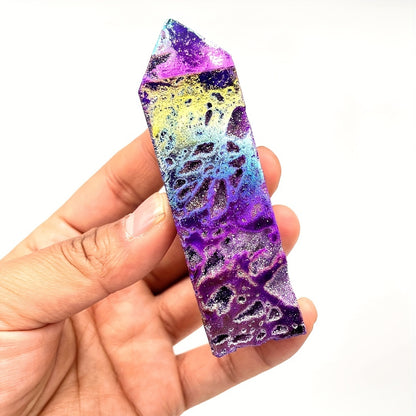 Natural Purple Aura Sphalerite Crystal Towers