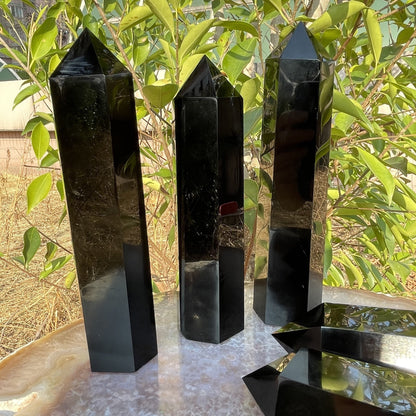 Black Obsidian Crystal Tower Pillar