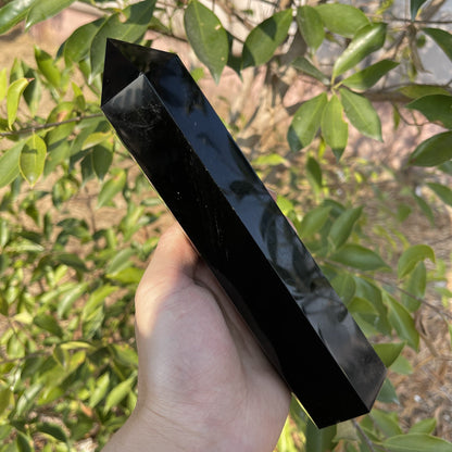 Black Obsidian Crystal Tower Pillar - Cosmic Serenity Shop