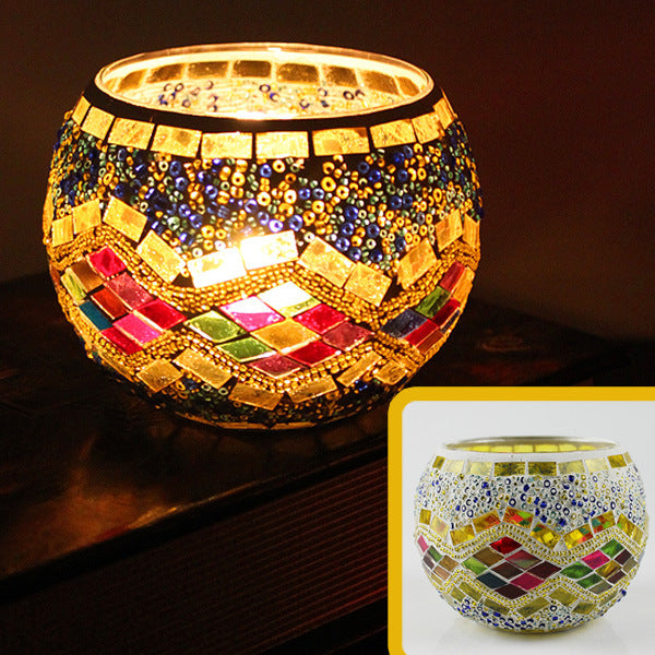 Mosaic Glass Candle Holder, Cosmic Serenity Shop