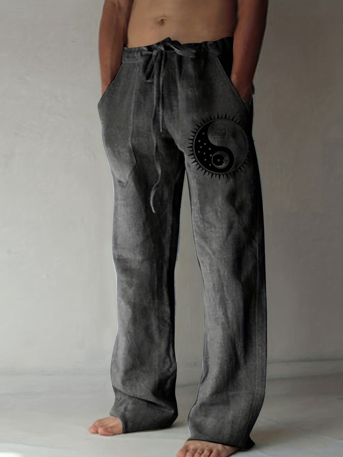 Men's Yin Yang Casual Cotton Pants - Cosmic Serenity Shop