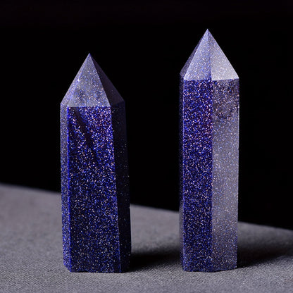 Blue Sandstone Point Crystal Tower Obelisk - Cosmic Serenity Shop