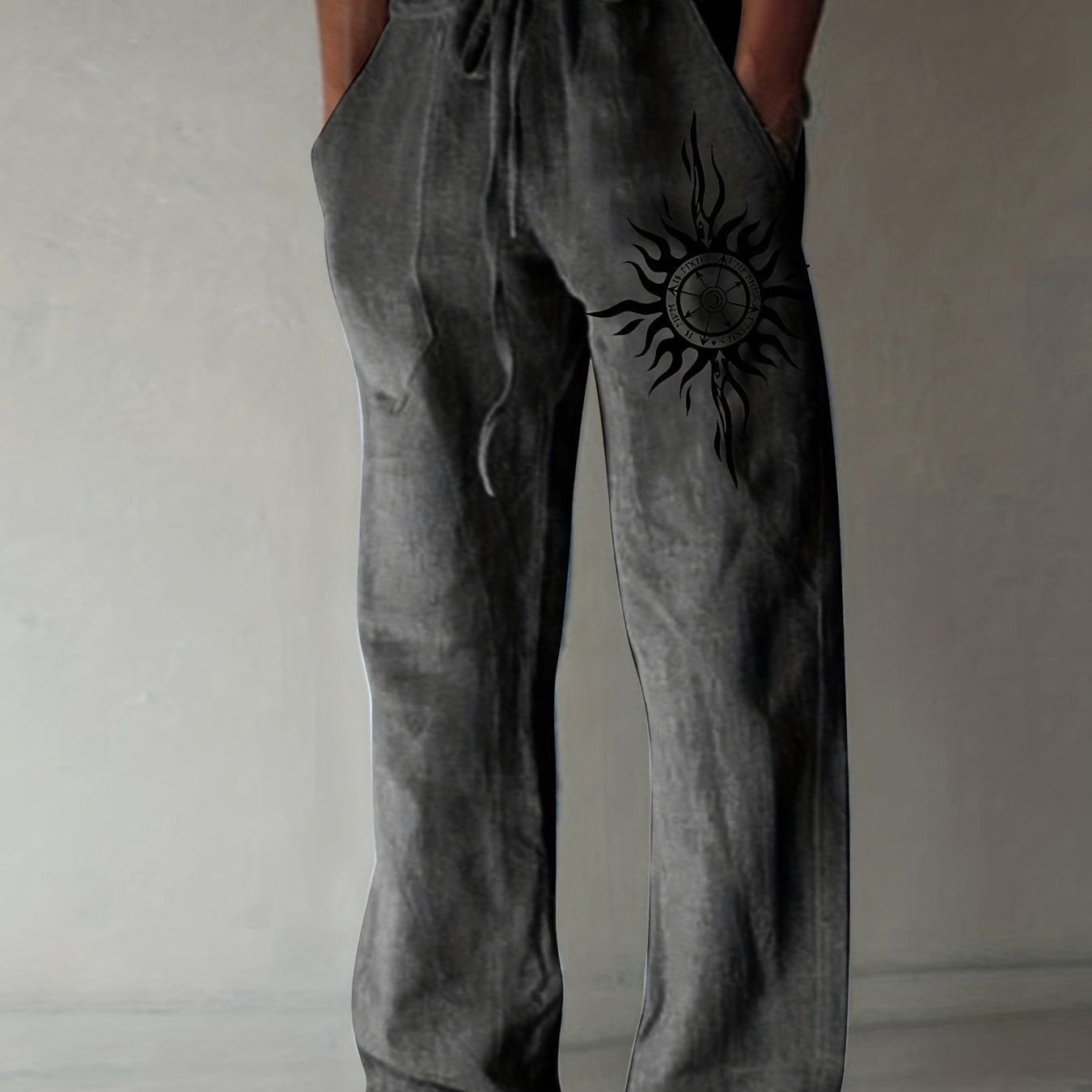 Men's Nautical Graphic Drawstring Cotton Pants - Cosmic Serenity Shop