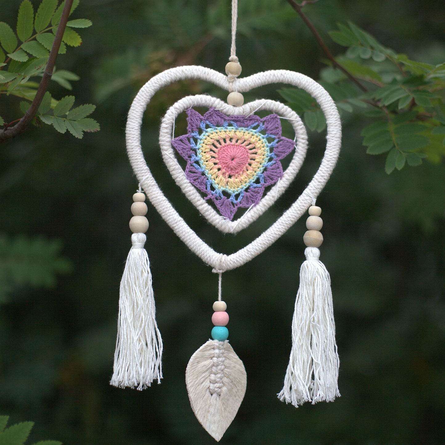 Bali Dream Catcher - Medium Multi Heart in Heart - Cosmic Serenity Shop