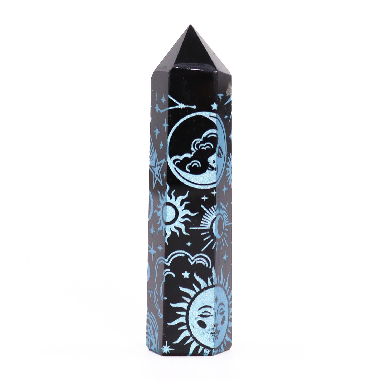 Black Obsidian Point - Mystic Story - Sky Blue - Cosmic Serenity Shop