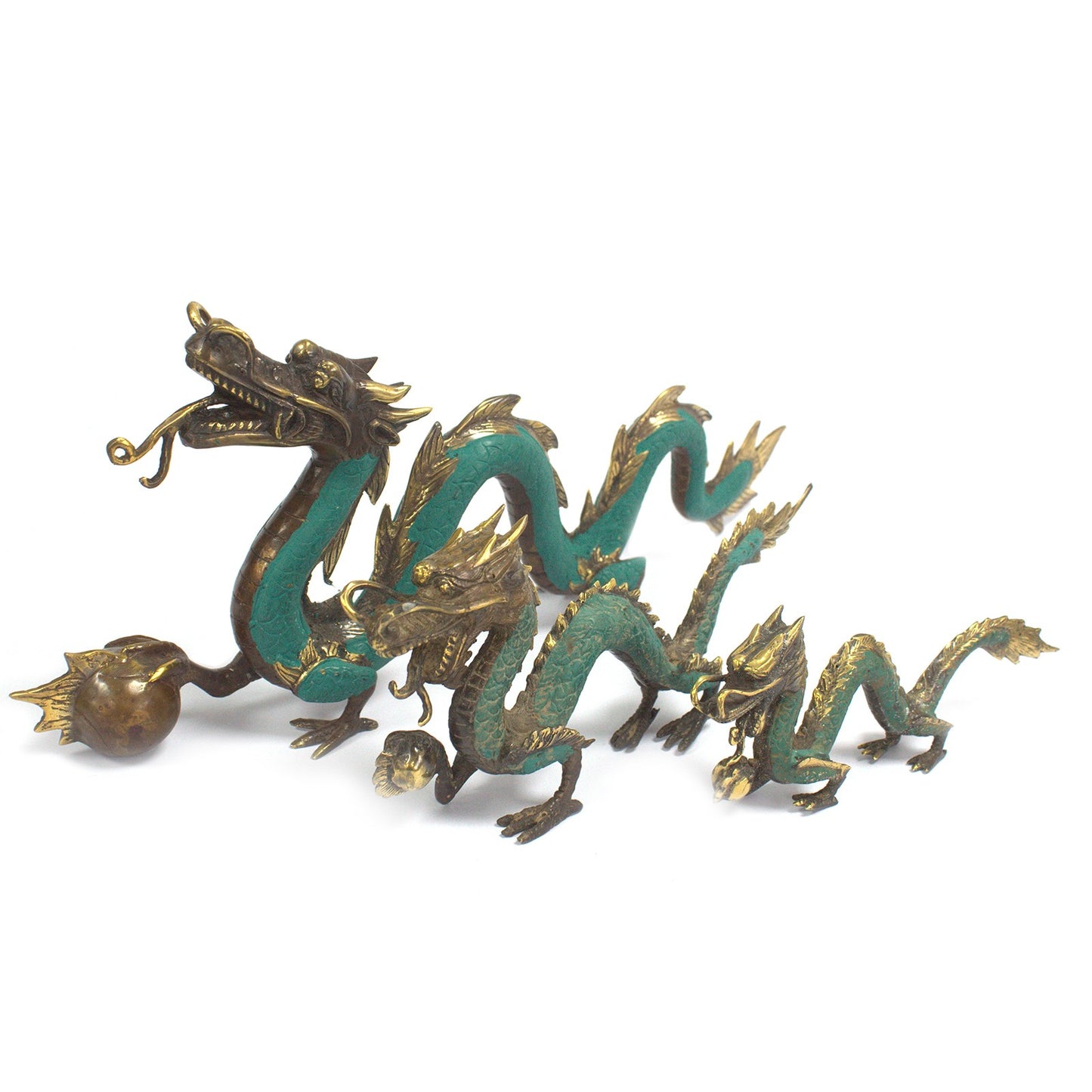 Brass Fengshui DRAGONS with Ball - Cosmic Serenity Shop