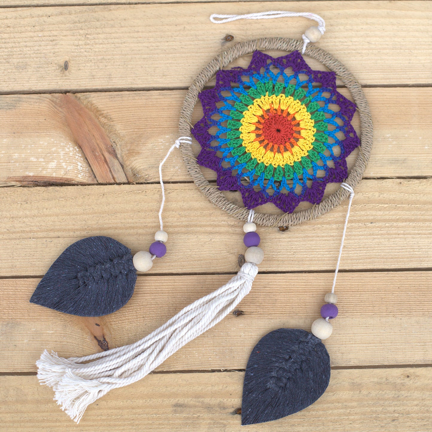 Bali Dream Catcher - Medium Rainbow Elemental Spirits - Cosmic Serenity Shop