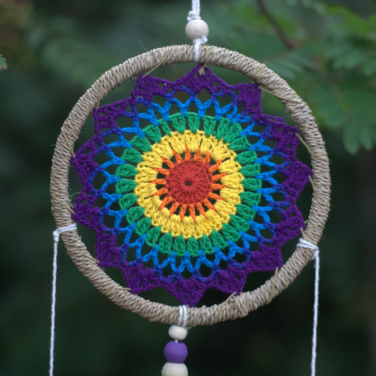 Bali Dream Catcher - Medium Rainbow Elemental Spirits - Cosmic Serenity Shop