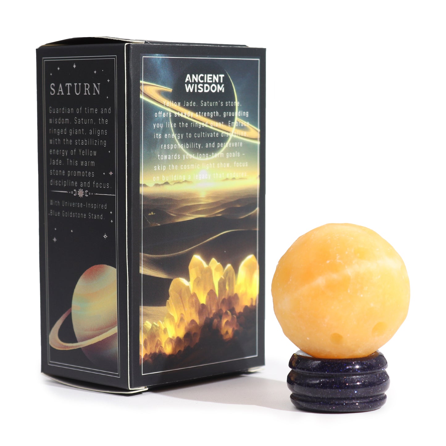 Yellow Jade Gemstone Planet Saturn  - Cosmic Serenity Shop