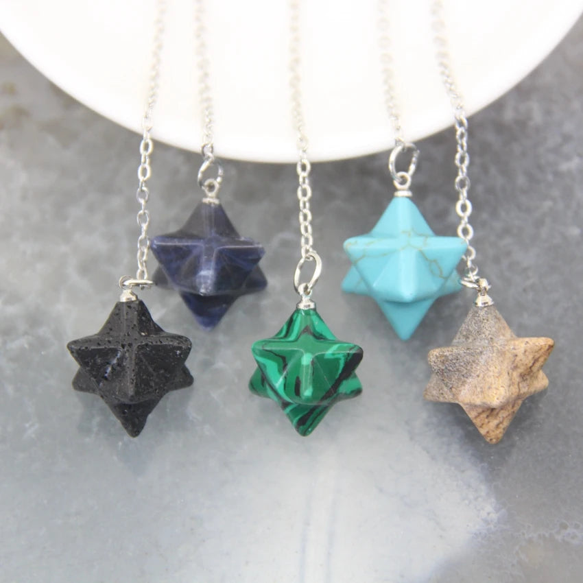 Natural Crystal Stone Merkaba Star Pendulums