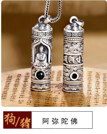 100% Pure Silver 3D Buddha Pendant, Eight Patron Saints - Cosmic Serenity Shop