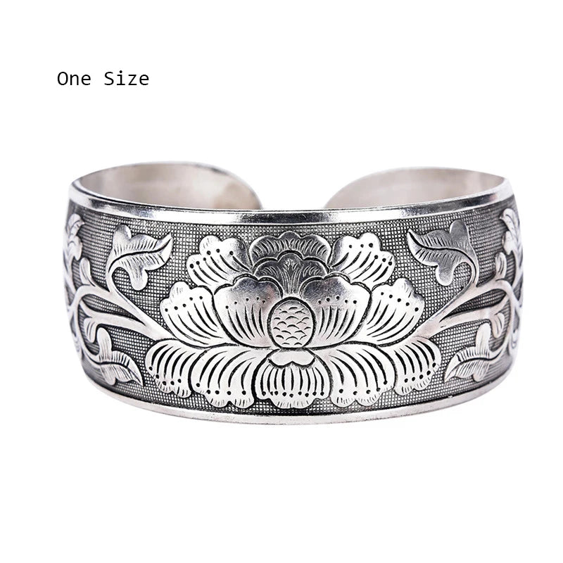 Tibetan Silver Cuff Bangle Bracelet - CosmicSerenityShop.com