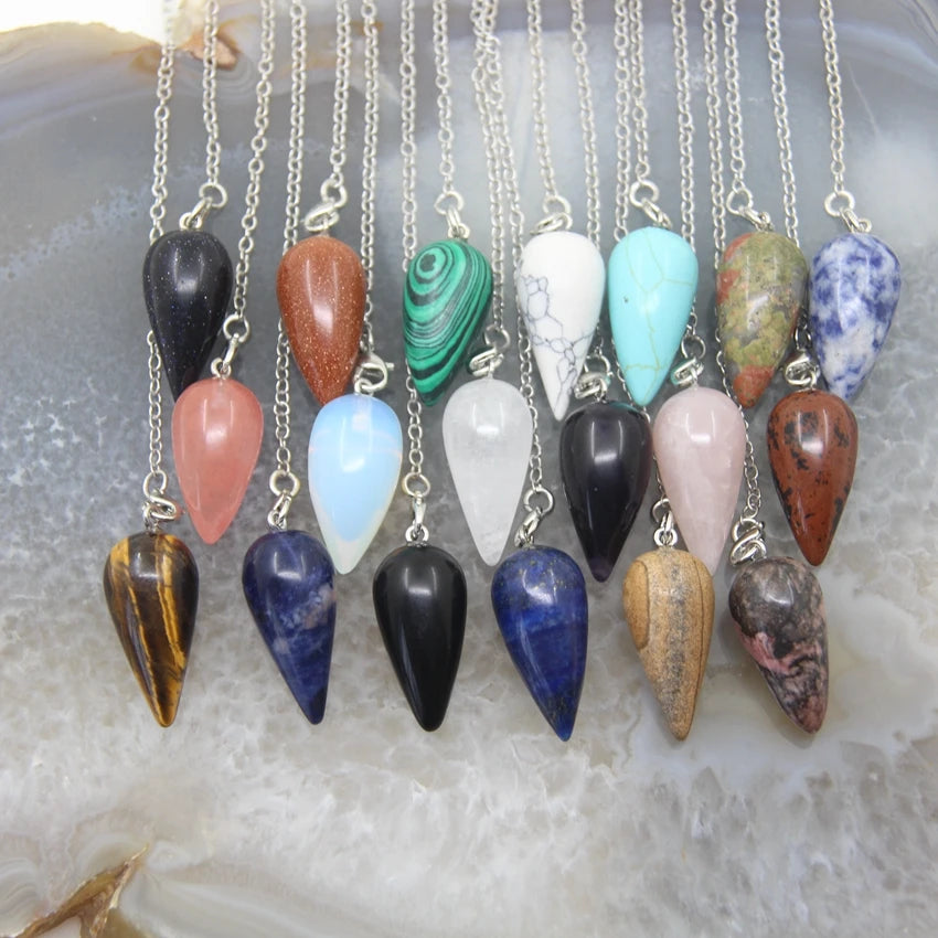 Natural Stone Healing Water Drop Pendulums