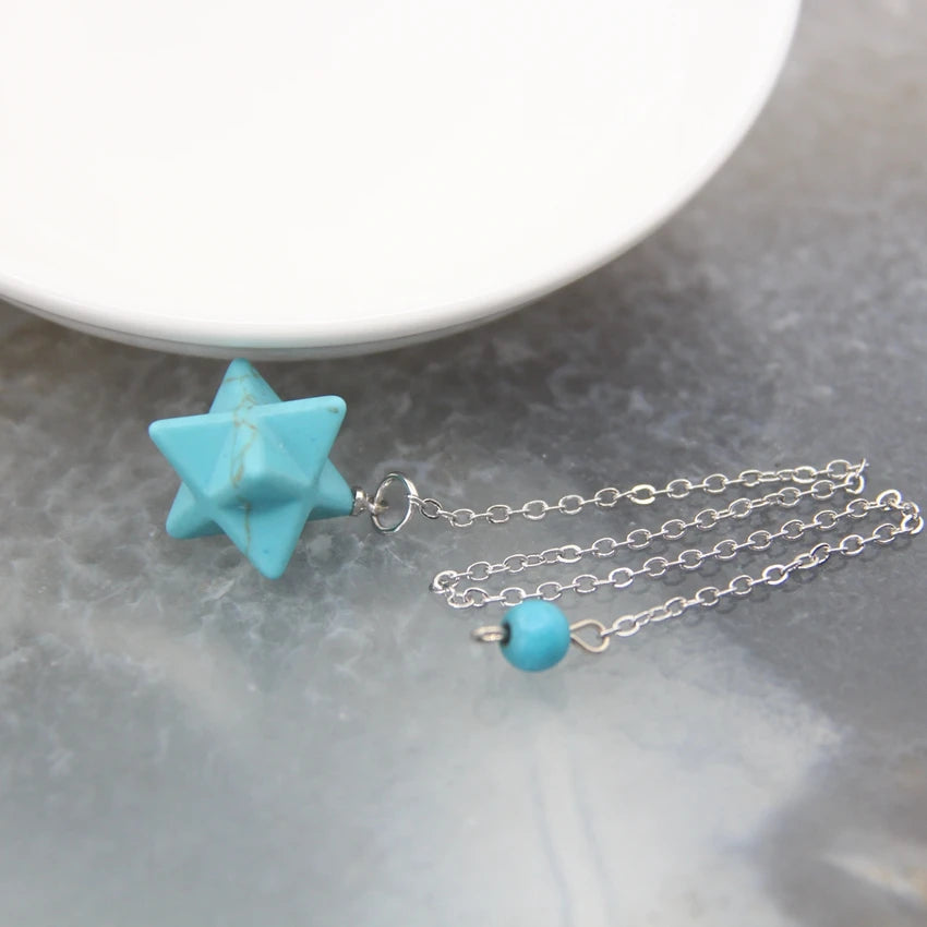 Natural Crystal Stone Merkaba Star Pendulums - Cosmic Serenity Shop